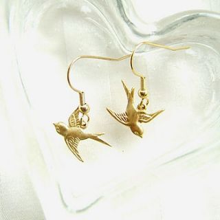 gold swallow earrings by lily & joan