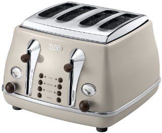 Delonghi Vintage Icona Dolcevita CTOV4003.BG 4 Slice Toaster. Cream Küche & Haushalt