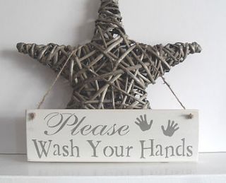 handmade wooden bathroom sign by country touches