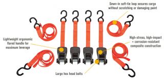 SmartStrap CarbonX Premium Ratchet Tie-Downs — 14ft.L, 4-Pack, 3000-Lb. Breaking Strength, Green, Model# 249  Ratchet Tie Down Straps