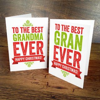 best nan, granny, nanny ever christmas card by a is for alphabet
