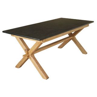 oak garden slate top refectory style table by slate top tables