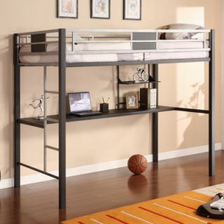 Dorel Home Products Silver Screen Twin Low Loft Bed with Desk and