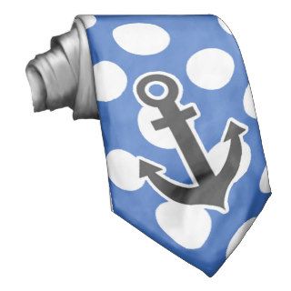 Anchor; Cerulean Blue Polka Dots Neckties