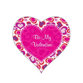 Worm Color Valentines Day Heart Pattern Template Heart Stickers