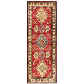 Afghan Hand knotted Kazak Red/ Ivory Wool Rug (2'3 x 6'3) Runner Rugs