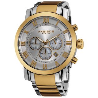 Akribos XXIV Men's Chronograph Roman Numeral Stainless Steel Goldtone Bracelet Watch Akribos XXIV Men's Akribos XXIV Watches