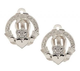 Sterling Silver Clip on Claddagh Earrings —