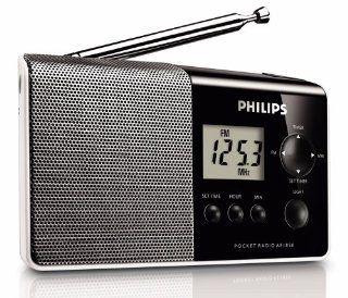 Philips AE 1850 Tragbares Radio (UKW /MW Tuner, Uhr, Weckfunktion) schwarz/silber Audio & HiFi