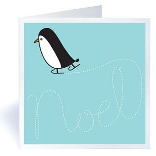 pack of six skating penguin christmas cards by mrs booth