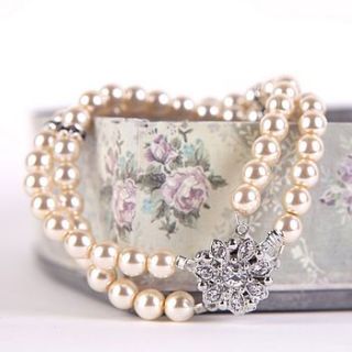 rhinestone pearl bracelet by gama weddings