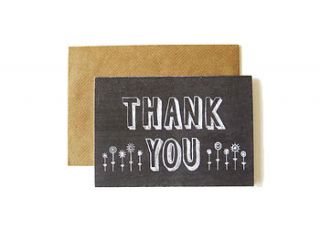 'thank you' chalkboard card by scissor monkeys