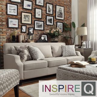 INSPIRE Q Broadway Grey Fabric Sloped Track Arm Sofa INSPIRE Q Sofas & Loveseats
