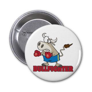 bullfighter funny boxer bull cartoon character pin