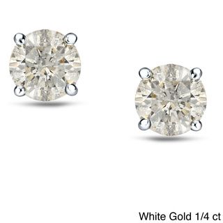 18k White/Yellow Gold Round Diamond Stud Earrings (J K, I1 I2) Auriya Diamond Earrings