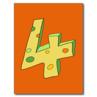 Green and Orange Number 4 Postcard Party Invite