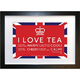 'i love tea' framed british print by love being british