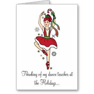 Holidays Dance Teacher Ballerina with Candy Cane Card