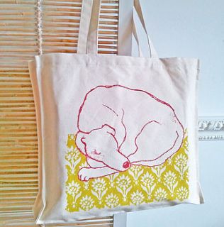 sleeping greyhound screen printed bag by quietly eccentric