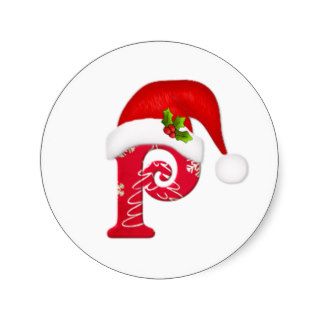 Monogram letter P, Santa hat Christmas Sticker
