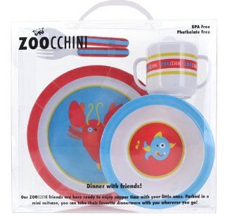 Zoochini 5 Piece Whimsical Dinnerware Set (Safari)  Baby Feeding Gift Sets  Baby