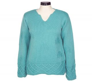 Aran Craft Merino Wool Pullover Sweater with Shamrock Design —