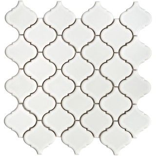 SomerTile 12.5x12.5 in Morocco Glossy White Porcelain Mosaic Tile (Pack of 10) Somertile Wall Tiles