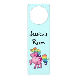 rainbow unicorn pink pony   just add name door knob hanger