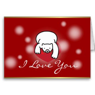 Polar Bear with Heart I Love You Valentine Card