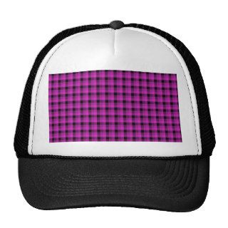 Check Pattern. Bright Pink and Black. Trucker Hats