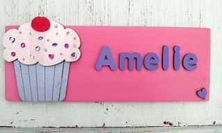 personalised wooden door sign cupcake by dream scene children's gifts