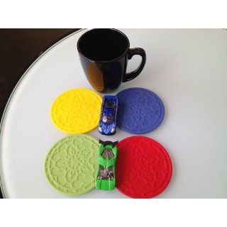 Le Creuset Silicone Set of 4 French Coasters, Caribbean Kitchen & Dining