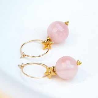 rose quartz and star petite hoop earrings by myhartbeading