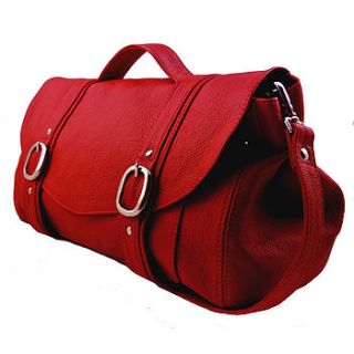 handcrafted red leather preston bag by freeload leather accessories