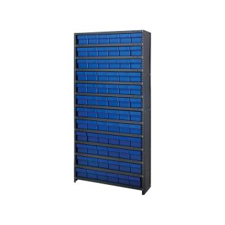 Quantum Storage Closed Shelving System With Super Tuff Drawers — 12in. x 36in. x 75in. Rack Size, Blue  Single Side Bin Units