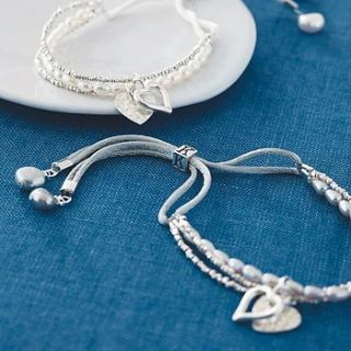 silver pearl initial friendship bracelet by kathy jobson