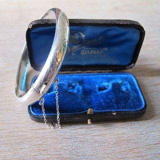 vintage etched sterling silver bangle by ava mae designs