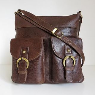 brown leather cross body pocket messenger bag by the leather store
