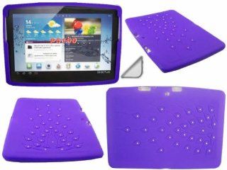 Peacock Gem Silicone Case Cover Skin And LCD Screen Protector For Samsung Galaxy Tab 2 10.1 P5100 / Purple Computers & Accessories