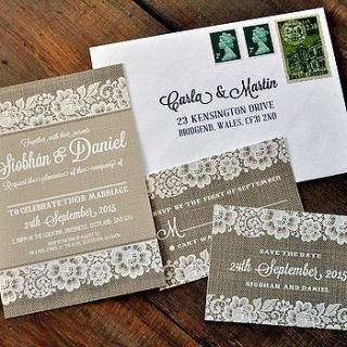 vintage lace wedding day invitation by feel good wedding invitations