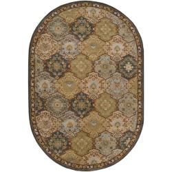 Hand tufted Coliseum Blue Wool Rug (8' x 10' Oval) Round/Oval/Square