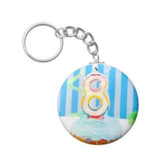 Birthday cupcake with the number 8 candle key chains