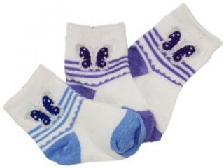 Sweet & Soft Layette Baby Girls Butterfly Crew Socks 3 Pair 0 6M Multi Clothing