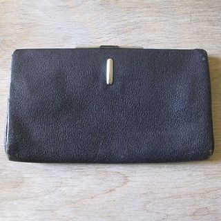 vintage navy leather clutch bag by ava mae designs