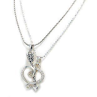 Lovers Jewelry Set, Heart and Arrow, His and Hers Interlocking Necklaces Jewelry