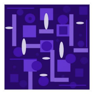 Fun Indigo Purple Blue Geometric Shapes Pattern Posters