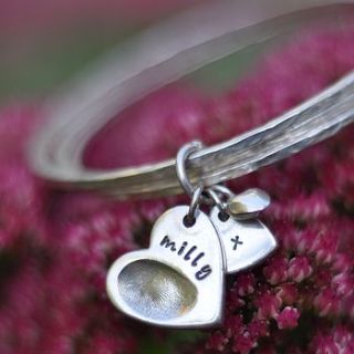 fingerprint charm bangles by button and bean