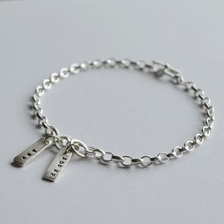 personalised silver bar bracelet by bbel