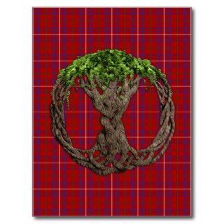 Clan Rose Tartan And Celtic Tree Of Life Post Card