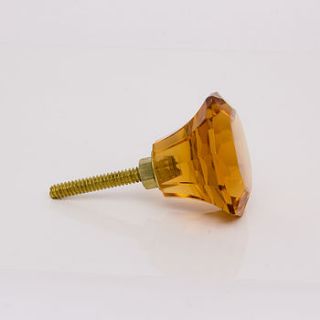 round cut glass classic knob in amber by trinca ferro